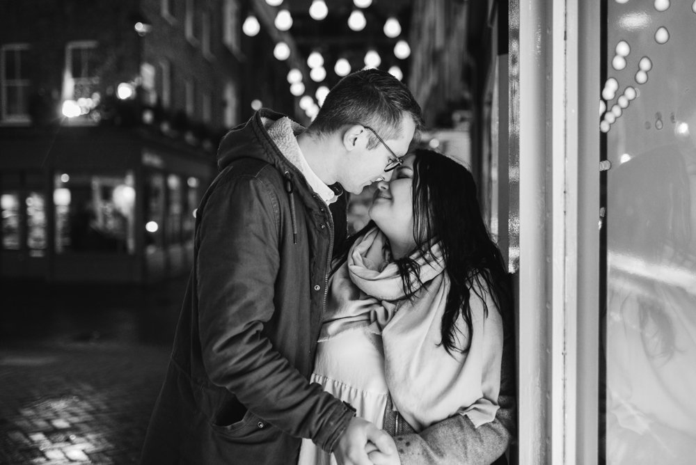 Christmas lights engagement shoot in London