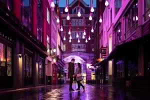 Christmas lights photoshoot in London