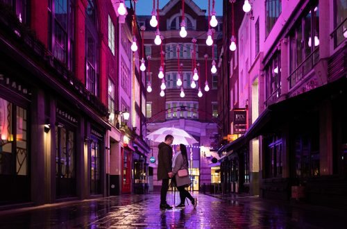 Christmas lights photoshoot in London