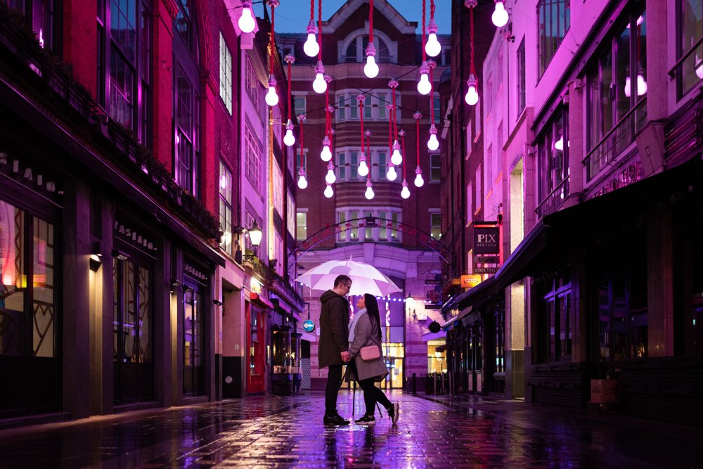 Christmas lights photoshoot in London