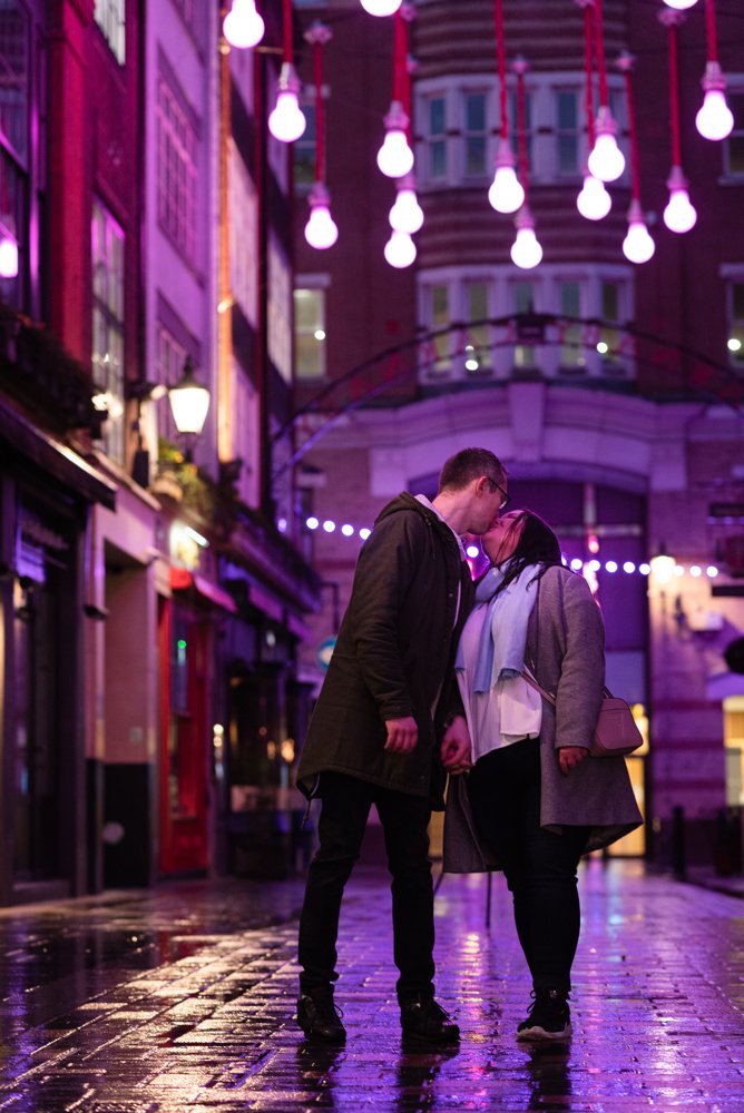 Christmas lights engagement shoot in London
