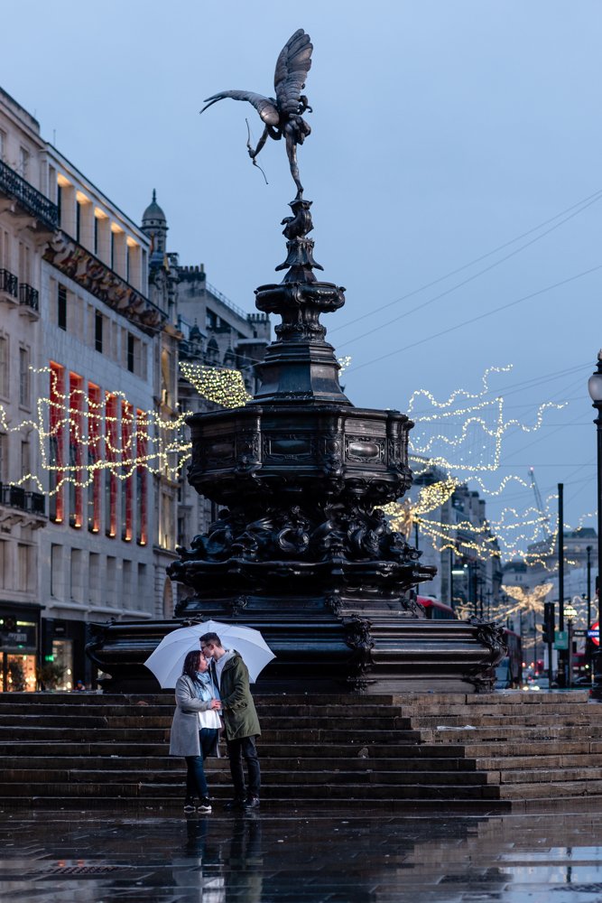 Christmas lights engagement shoot in London