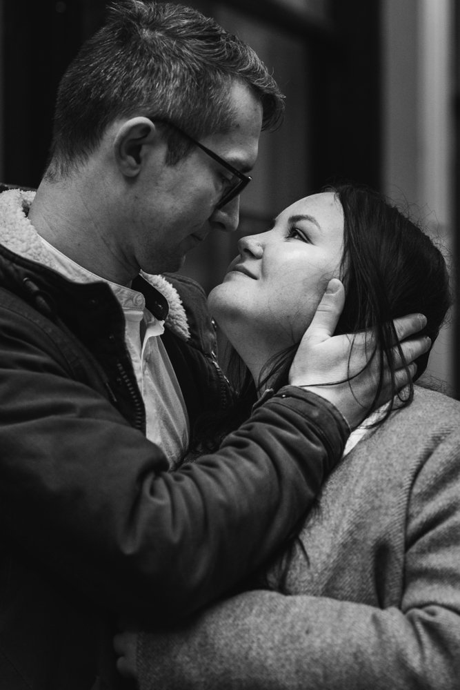 Christmas lights engagement shoot in London Leadenhall Market